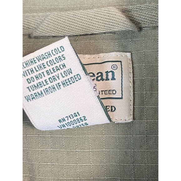 LL Bean Slightly Fitted Green Shacket Shirt Jacket Men XL Ripstop Military Light - Picture 4 of 16